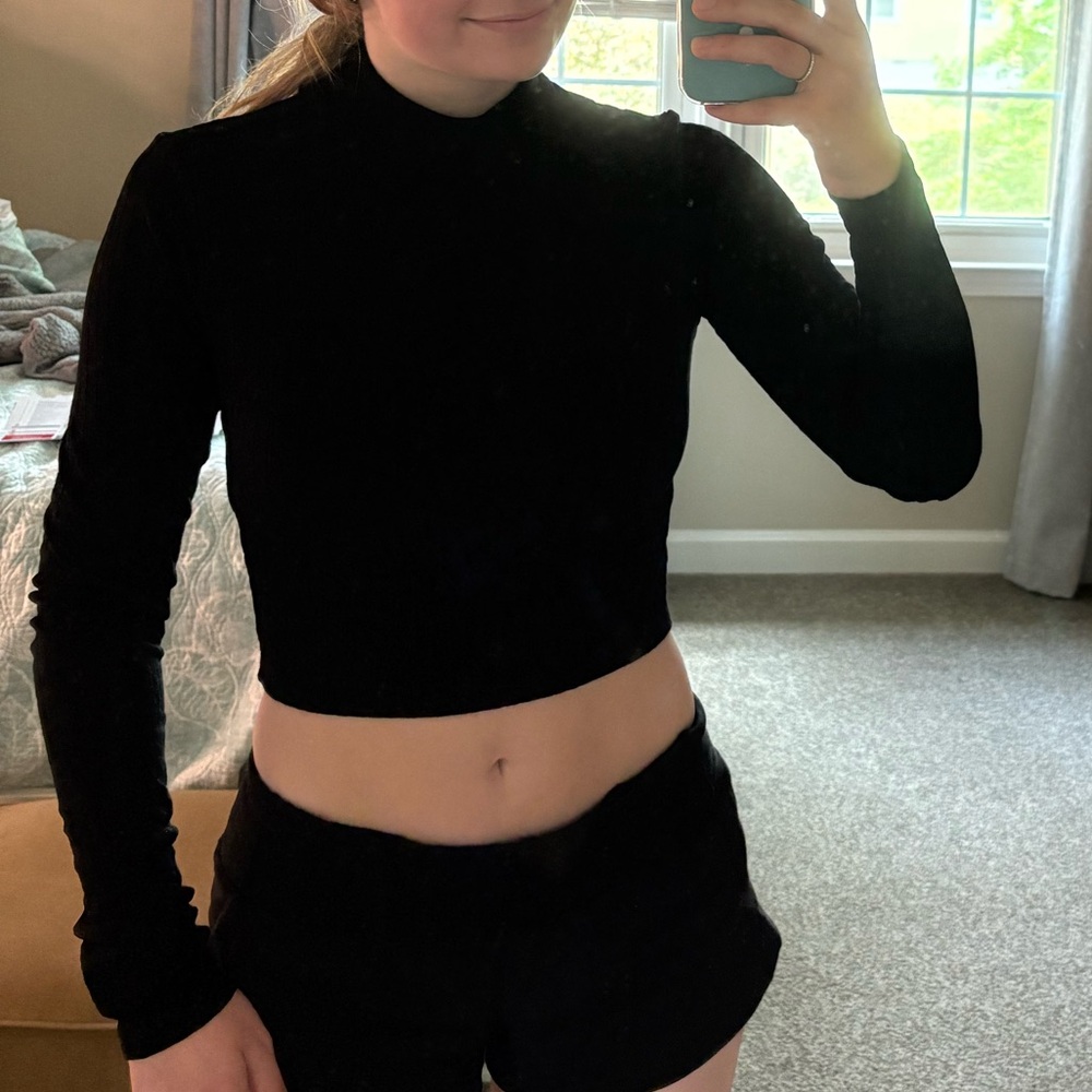 Black Turtleneck Crop Top